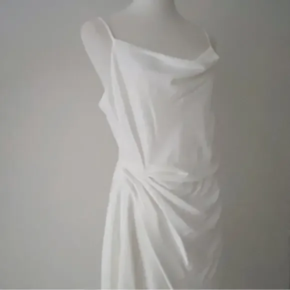 Aidan Mattox 10 Off White Party Cocktail Dress Y2K Style Slipdress Minimalist